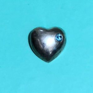 Solid Sterling Silver Heart & Blue Stone Pendant